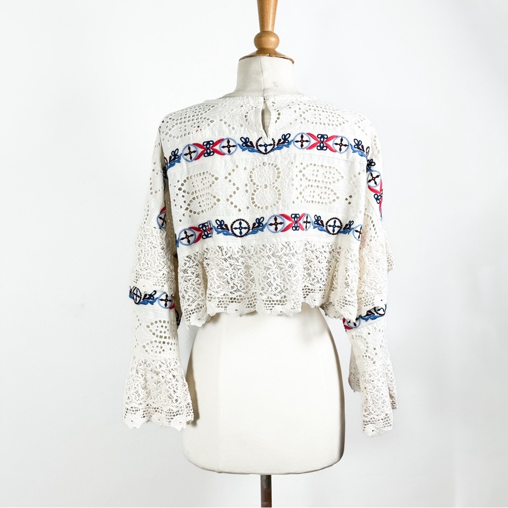 ANTHROPOLOGIE Ruffle Lace Shrug in Cream Size M/L - Picture 14 of 15